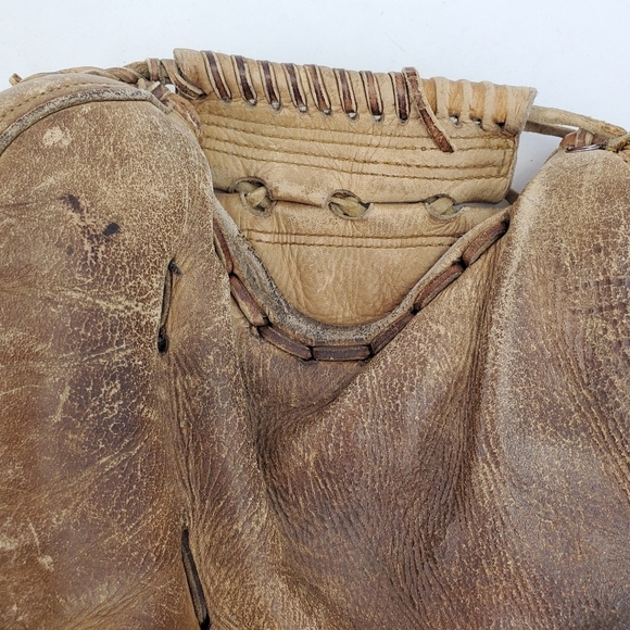RAWLINGS Catcher Mitt Walker Cooper 10.5” RHT Leather Baseball Glove VTG 50s 60s - Picture 7 of 16